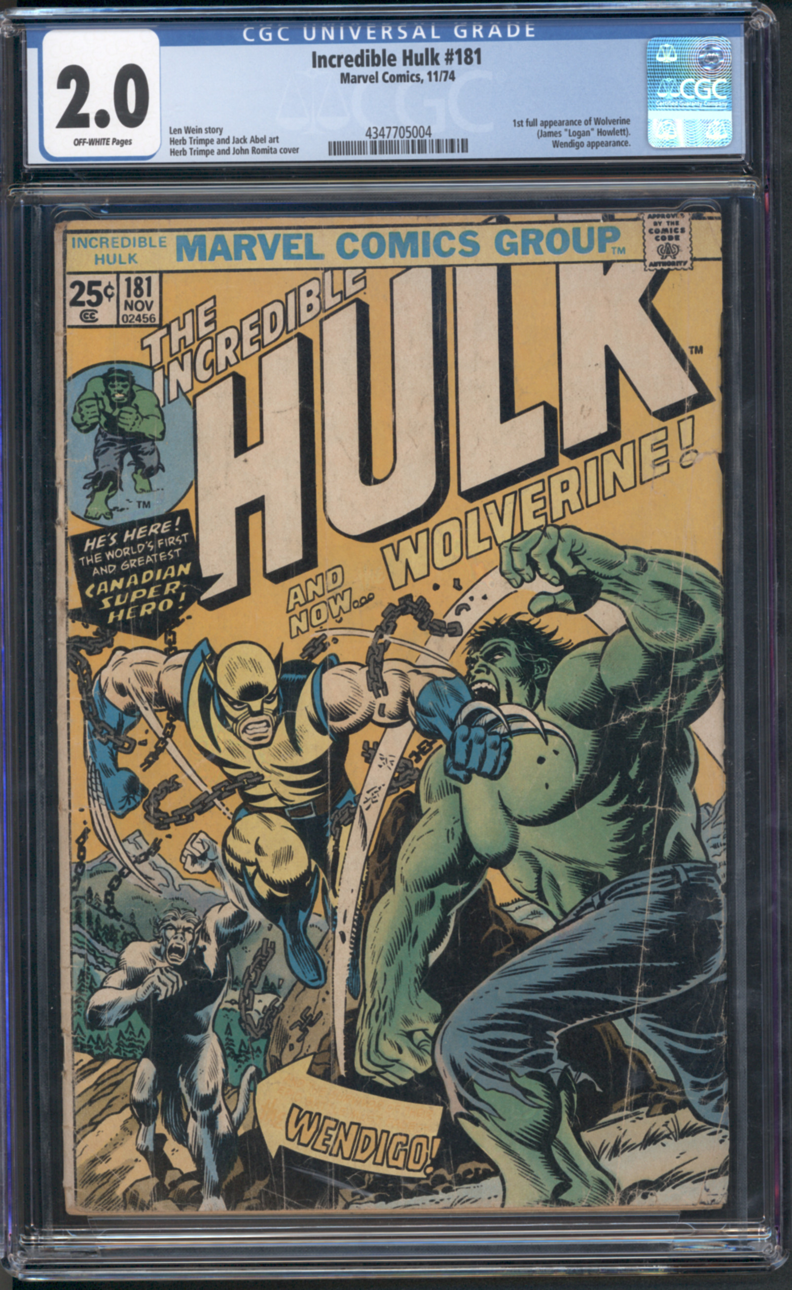 Hulk #181 CGC 2.0 Front Cover