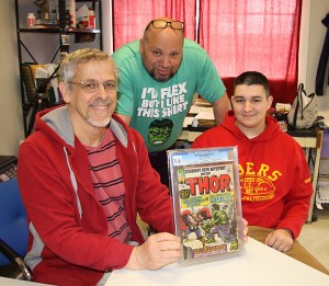 Ted, Jose and Joe with our 100,000th book: Tales of Suspense 39, GCG 9.6