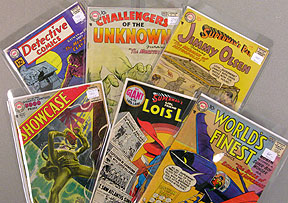 Examples of DC silver age titles:Detective, Challengers of the Unknown, Jimmy Olsen,Showcase, Lois Lane, and World's Finest