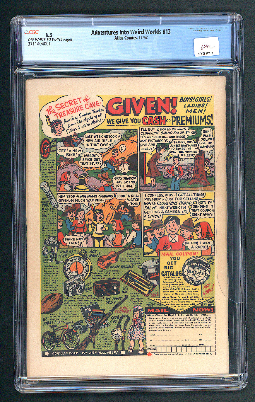 Adventures into Weird Worlds #13 CGC 6.5 Back Cover