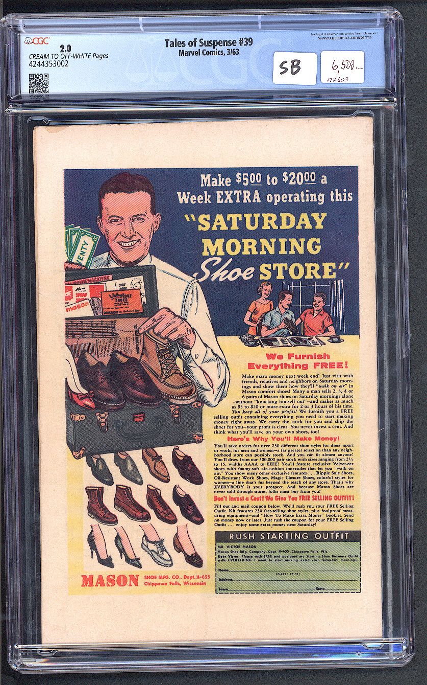 Tales of Suspense (Superheroes) #39 CGC 2.0 Back Cover