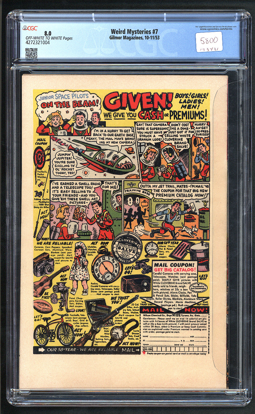 Weird Mysteries #7 CGC 8.0 Back Cover