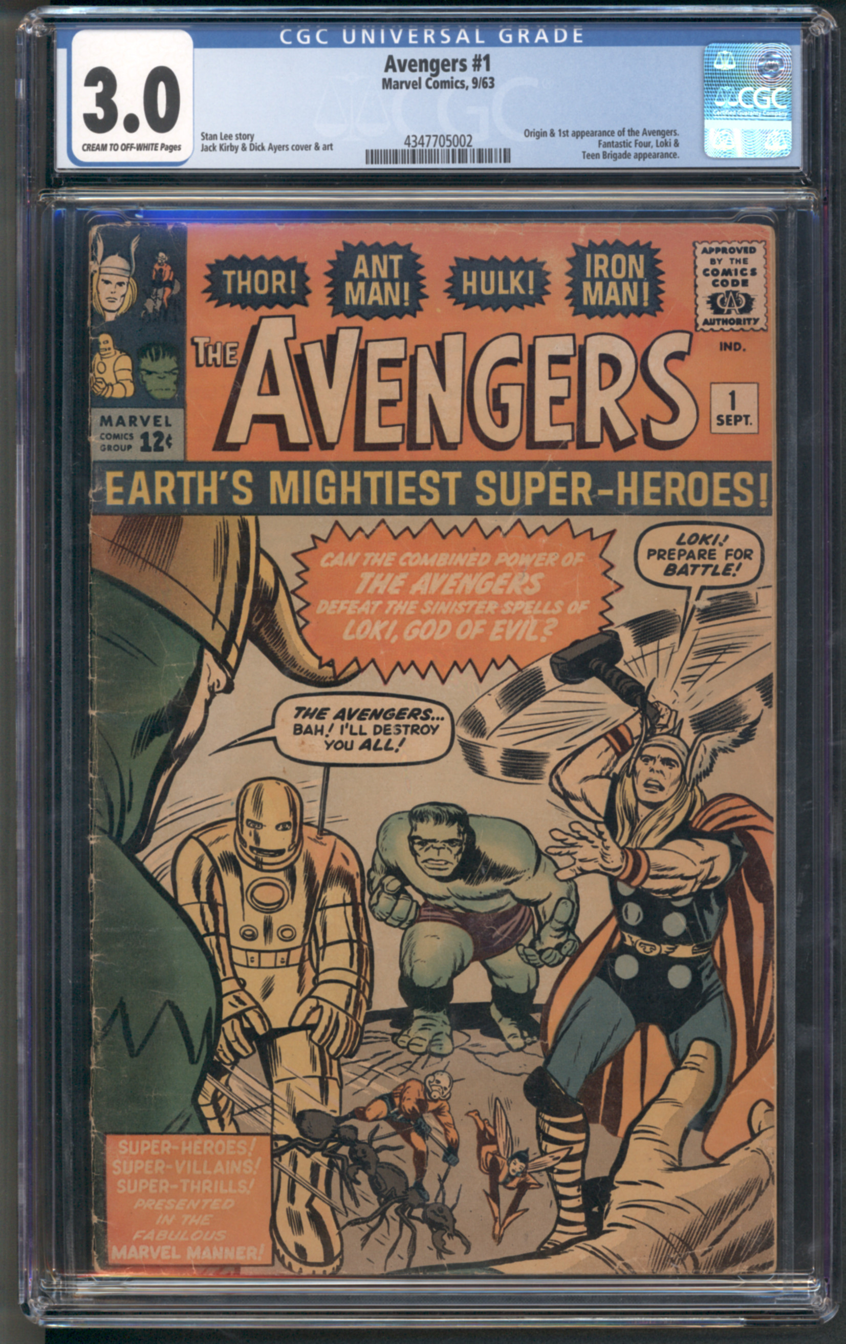 Avengers #1 CGC 3.0 Front Cover
