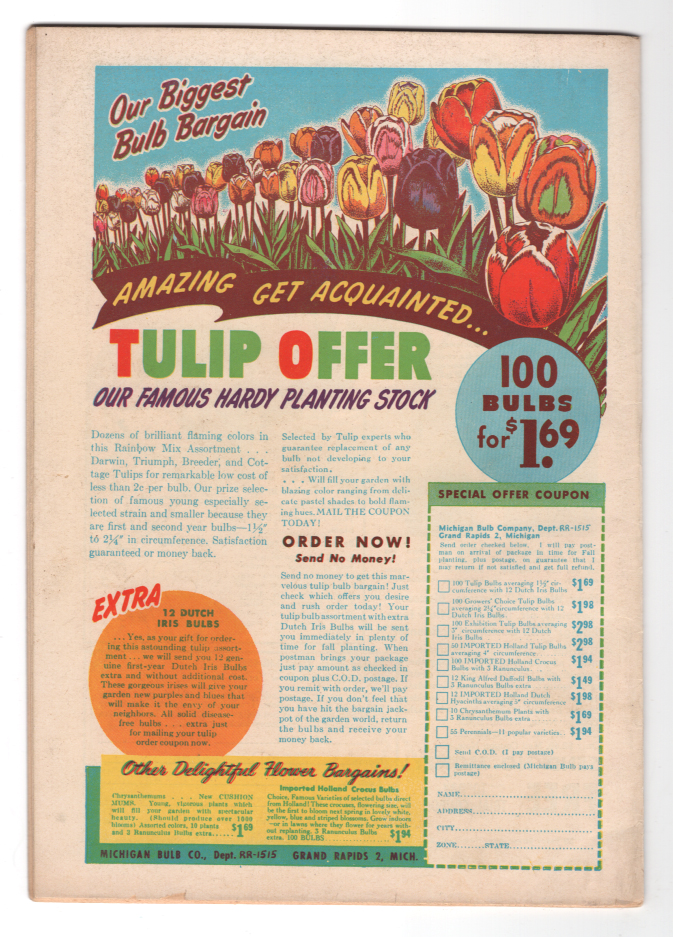 Adventures Into The Unknown #8 F/VF Back Cover