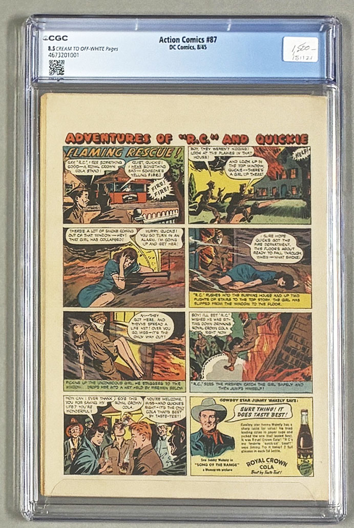 Action Comics #87 CGC 8.5 Back Cover