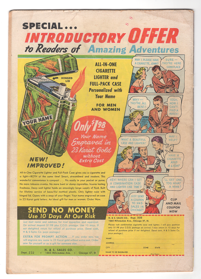 Amazing Adventures (1951 Ziff-Davis) #5 VG Back Cover