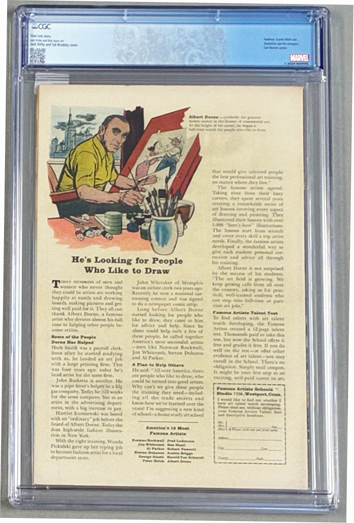 Avengers #16 CGC 8.0 Back Cover