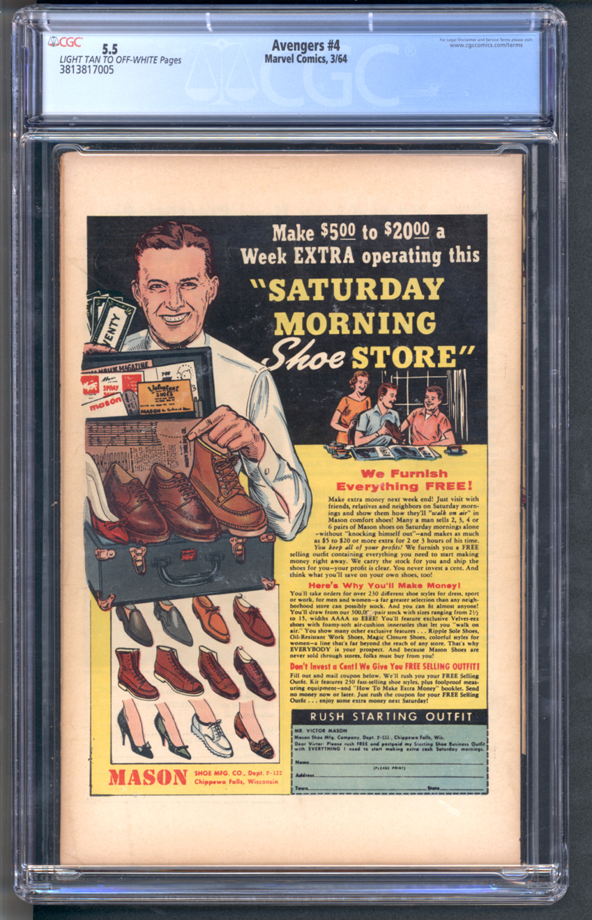 Avengers #4 CGC 5.5 Back Cover