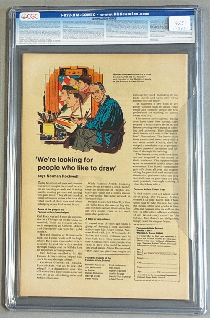 Avengers #62 CGC 9.4 Back Cover