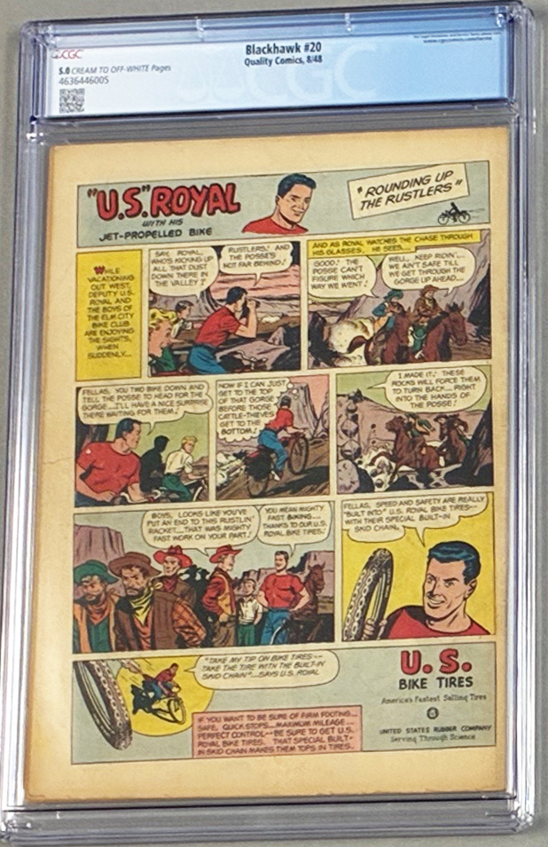 Blackhawk (Quality) #20 CGC 5.0 Back Cover