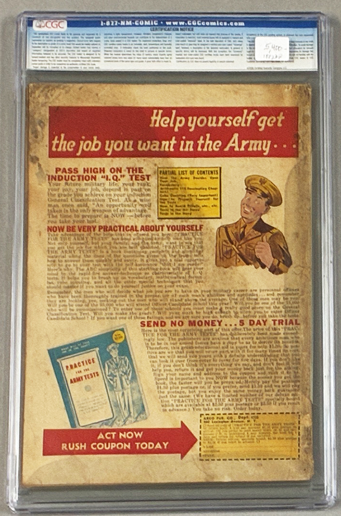 Captain America Comics #27 CGC 2.0 Back Cover