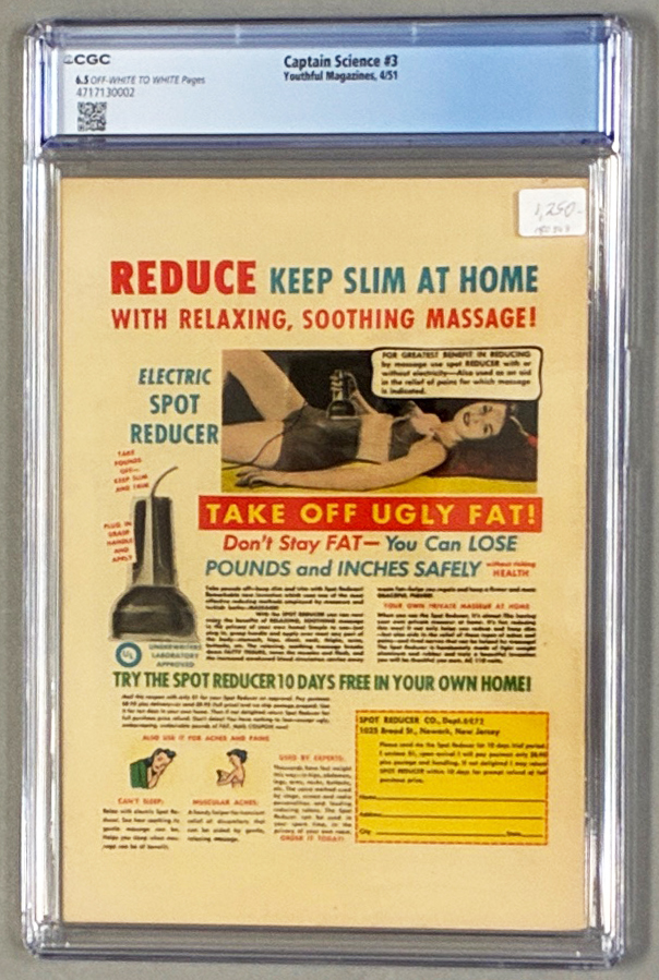 Captain Science #3 CGC 6.5 Back Cover
