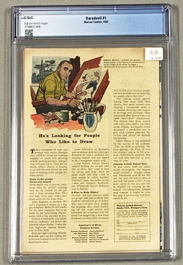 Daredevil #1 CGC 7.5 Back Cover