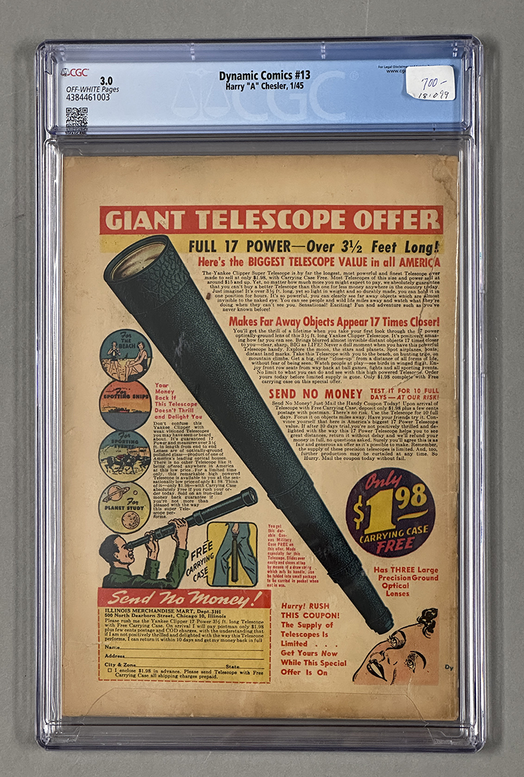 Dynamic Comics #13 CGC 3.0 Back Cover