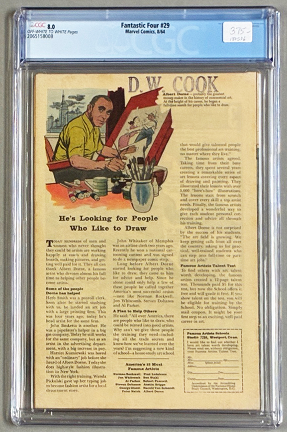 Fantastic Four #29 CGC 8.0 Back Cover