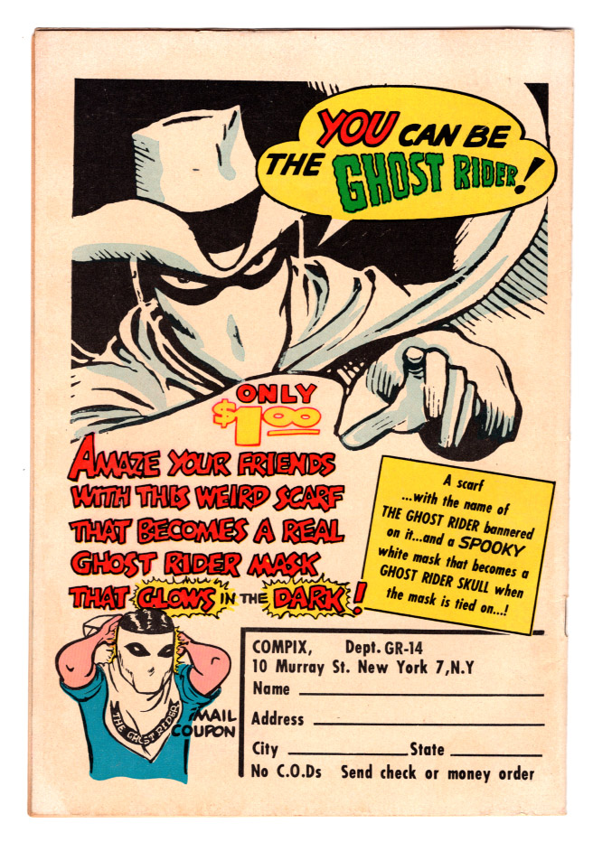 Ghost Rider (Golden Age) #14 F/VF Back Cover