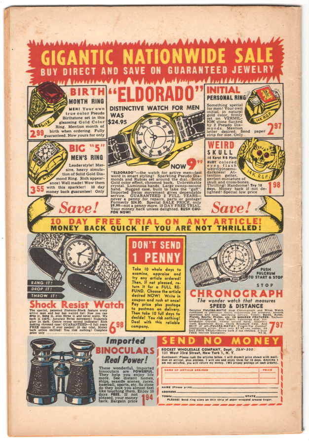 Ghost Rider (Golden Age) #1 F/VF Back Cover