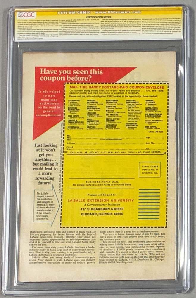 Hulk #181 CGC 5.0 Back Cover