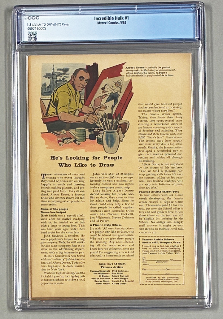 Hulk #1 CGC 1.8 Back Cover