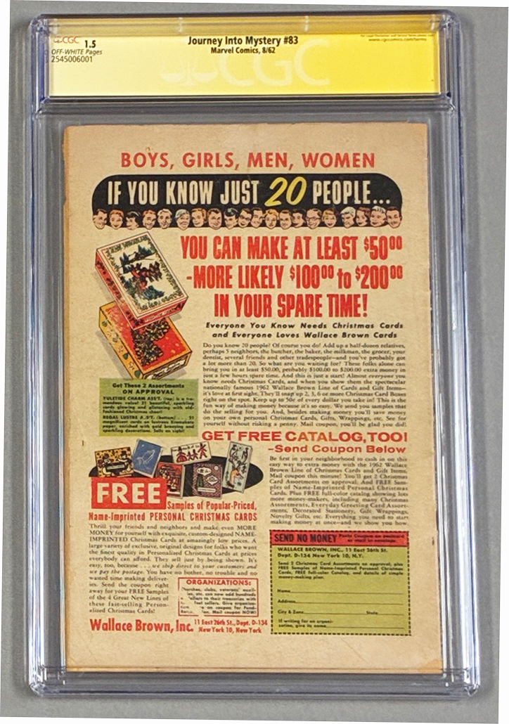 Journey Into Mystery (Thor) #83 CGC 1.5 Back Cover