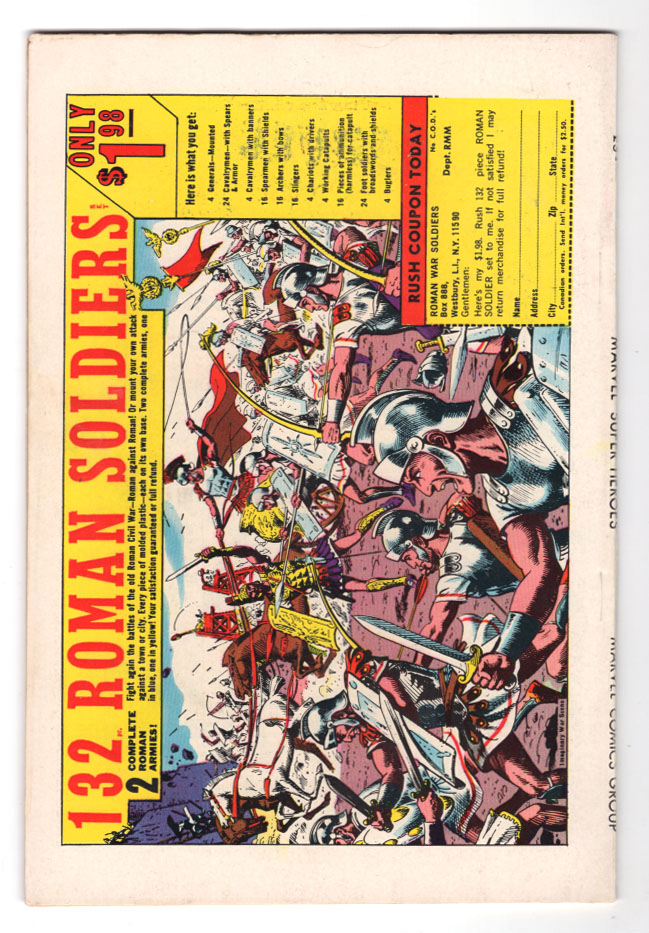 Marvel Super-Heroes #15 VF/NM Back Cover