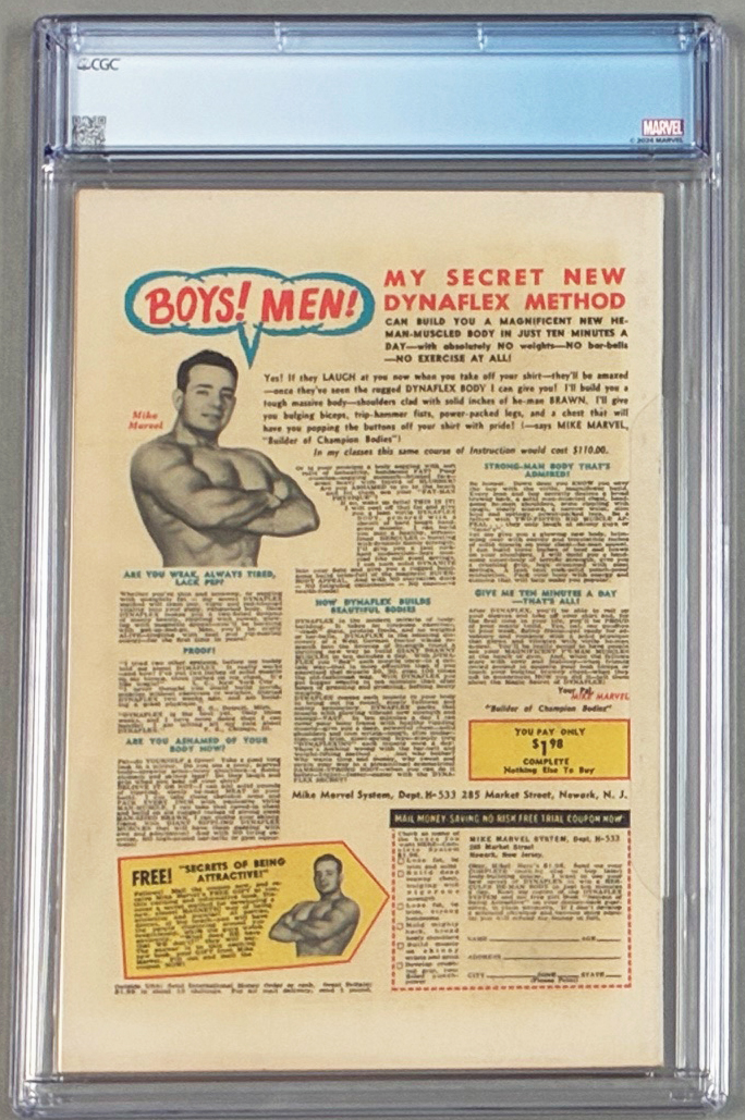 Marvel Collectors Item #1 CGC 9.0 Back Cover