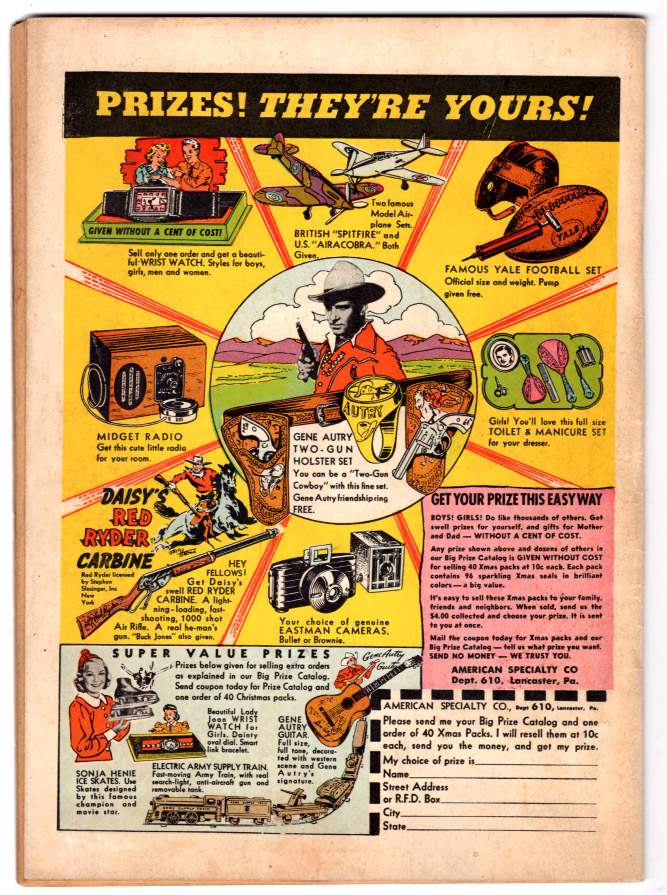 Marvel Mystery Comics #25 F Back Cover
