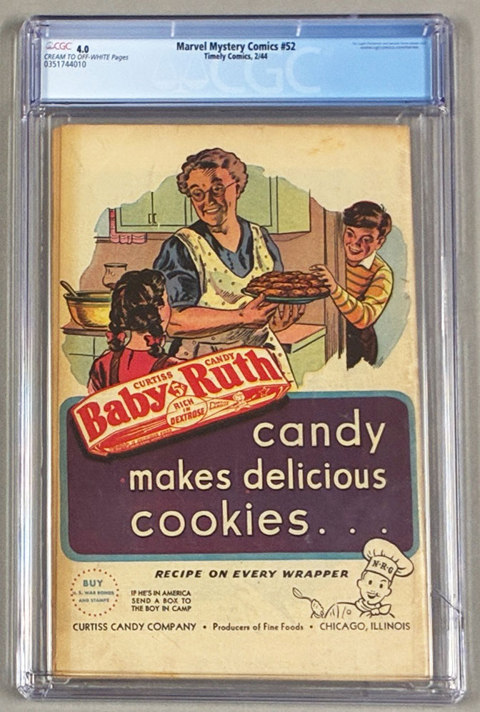 Marvel Mystery Comics #52 CGC 4.0 Back Cover