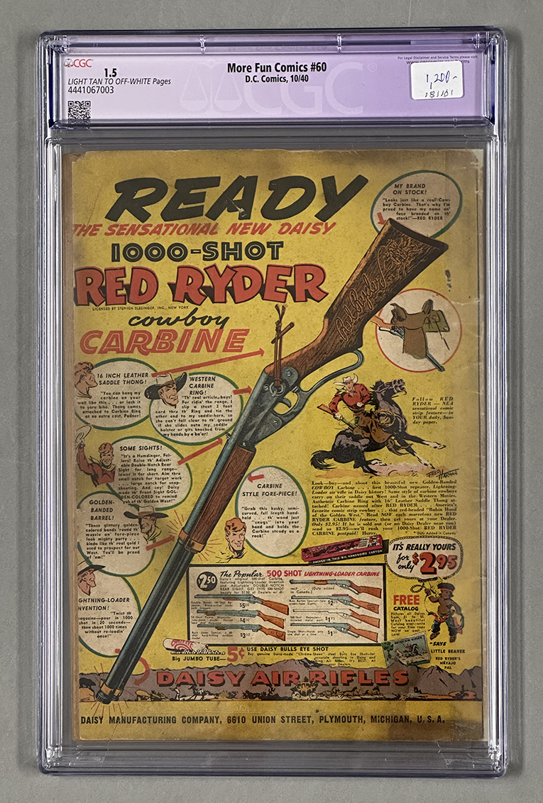 More Fun Comics #60 CGC 1.5 Back Cover