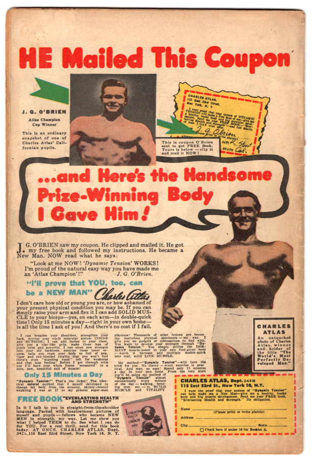 Mystery Comics #4 VG Back Cover