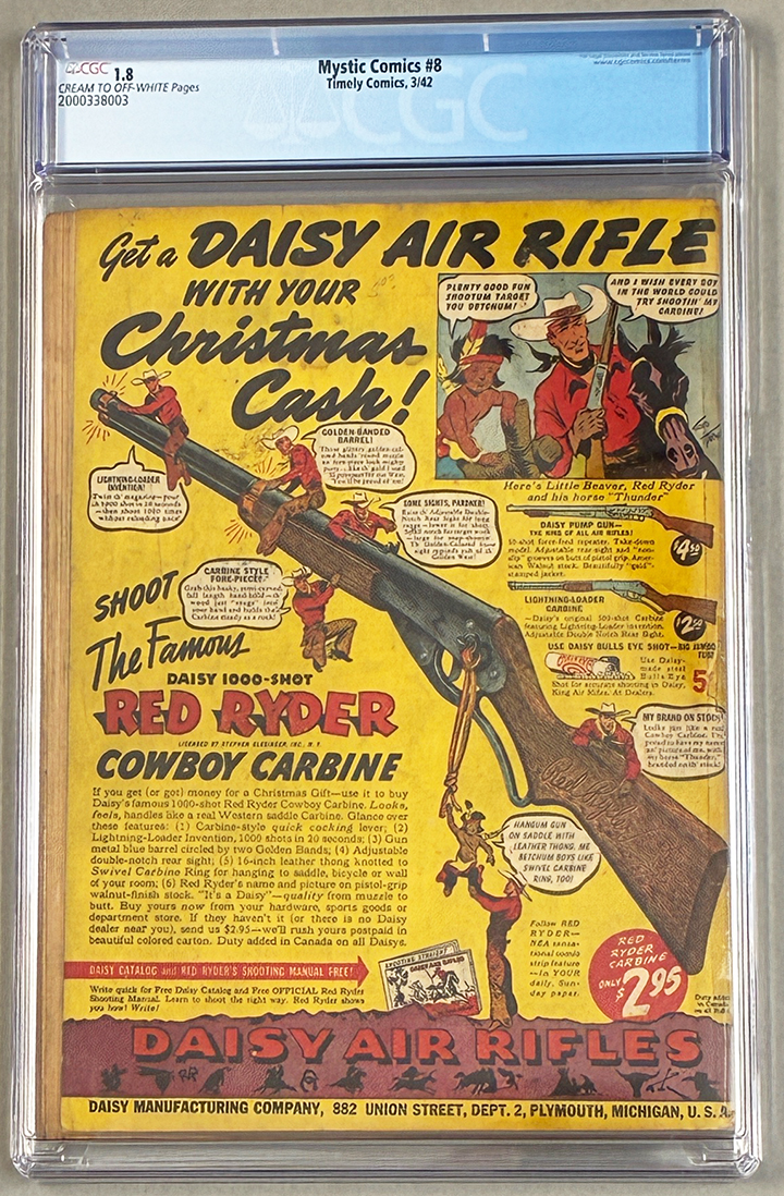 Mystic (1940) #8 CGC 1.8 Back Cover