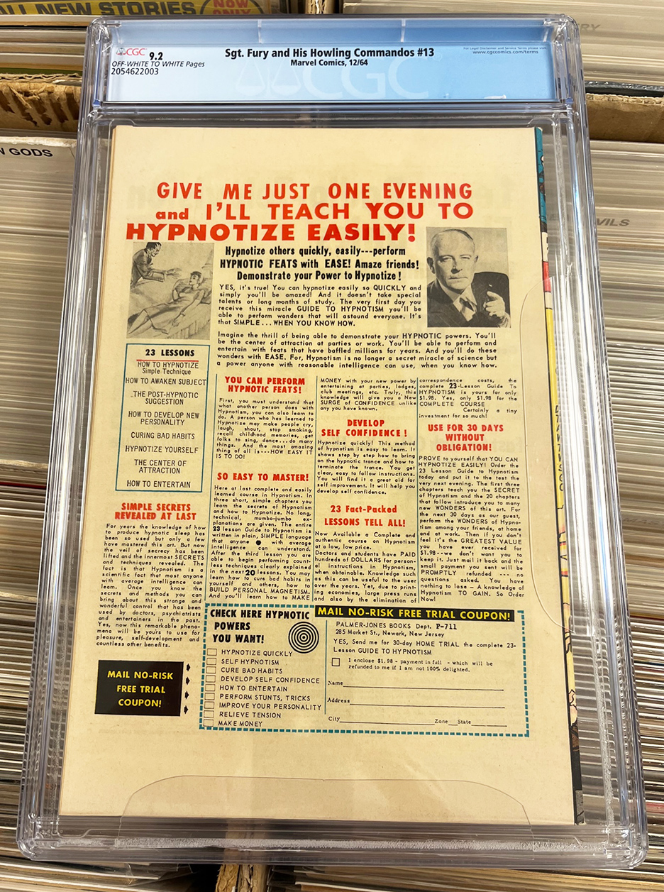 Sgt. Fury #13 CGC 9.2 Back Cover