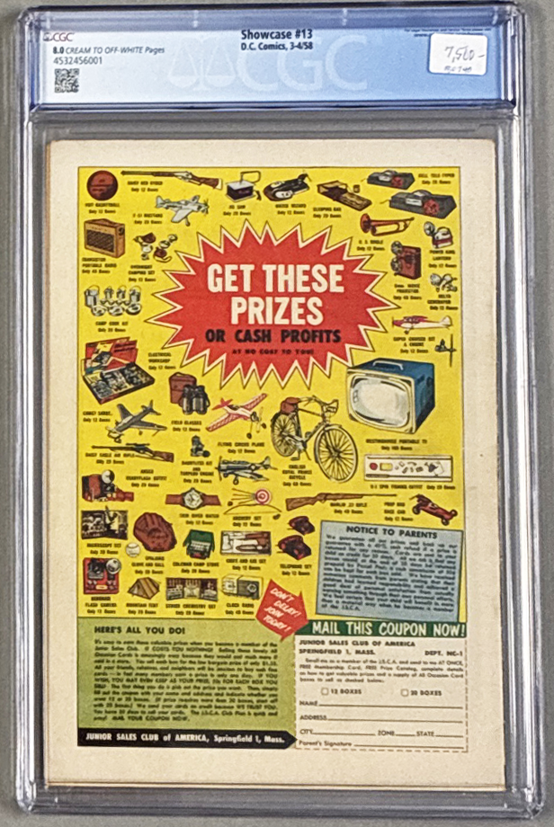 Showcase #13 CGC 8.0 Back Cover