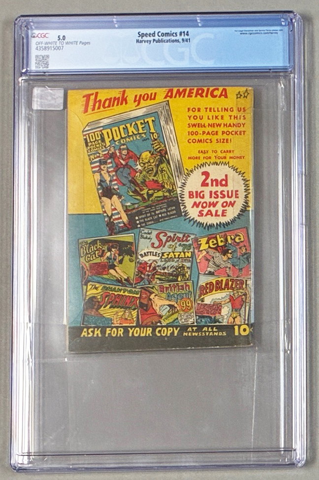 Speed Comics #14 CGC 5.0 Back Cover
