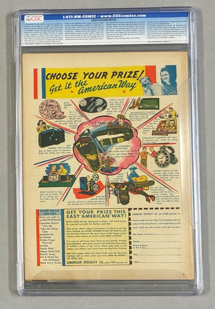 Speed Comics #24 CGC 6.5 Back Cover