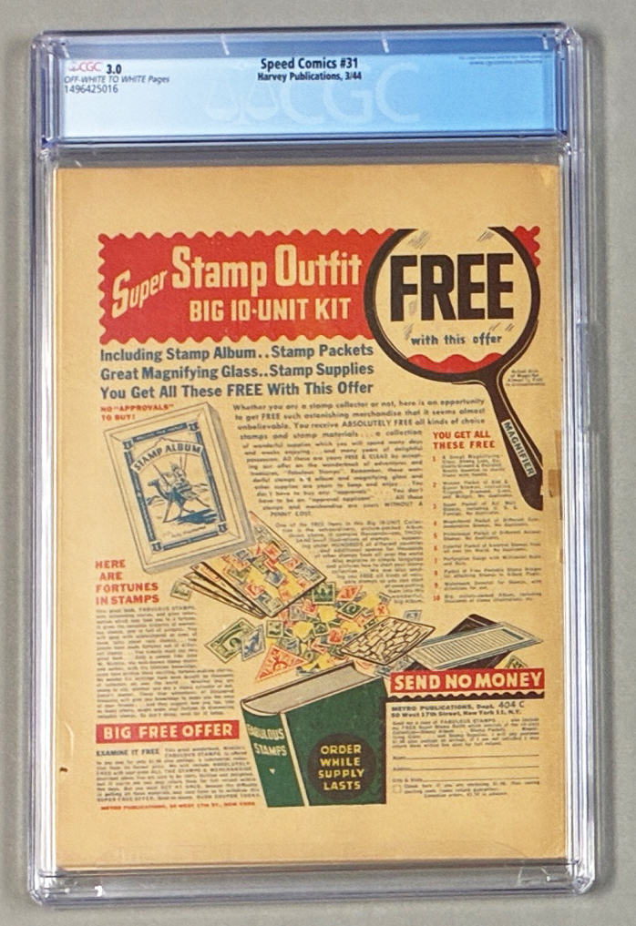 Speed Comics #31 CGC 3.0 Back Cover