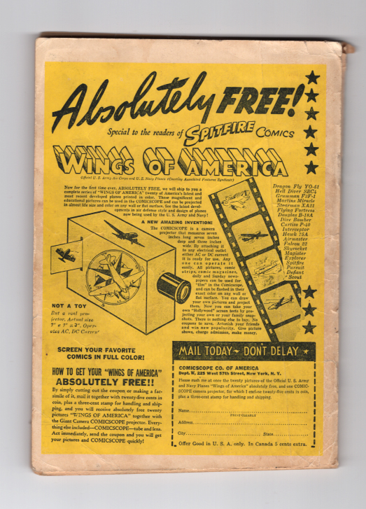 SpitFire Comics #2 G Back Cover