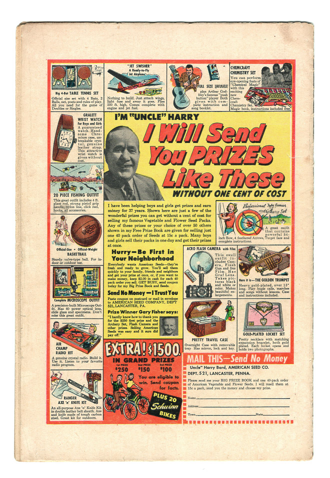 Strange Adventures #54 VG+ Back Cover