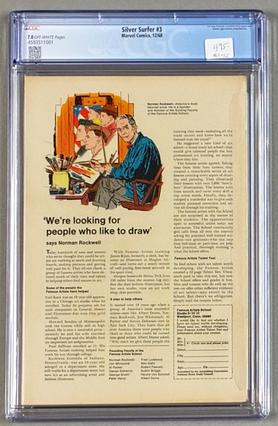 Silver Surfer #3 CGC 7.0 Back Cover