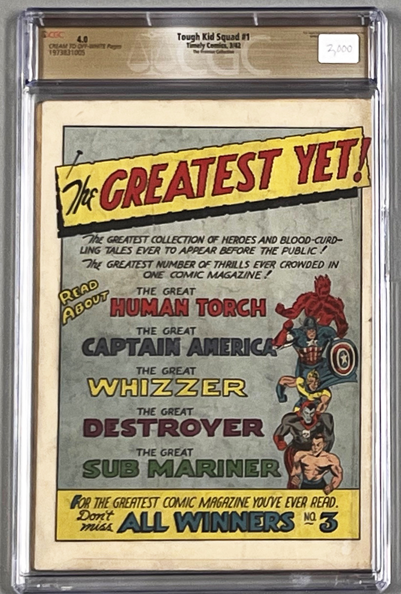 Tough Kid Squad #1 CGC 4.0 Back Cover