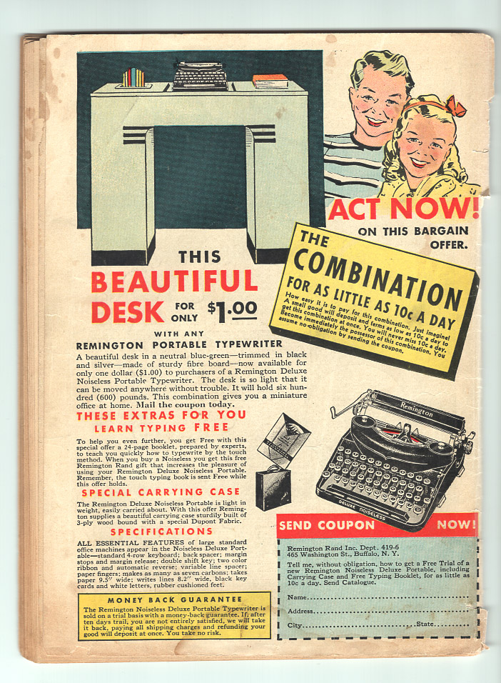 Top-Notch Comics #6 G/VG Back Cover