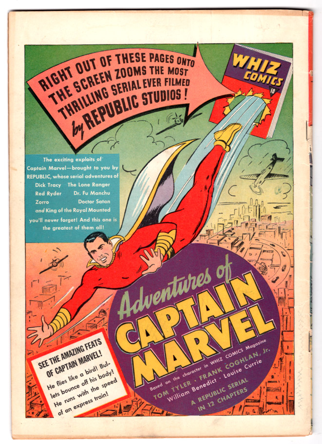 Whiz #19 F/VF Back Cover