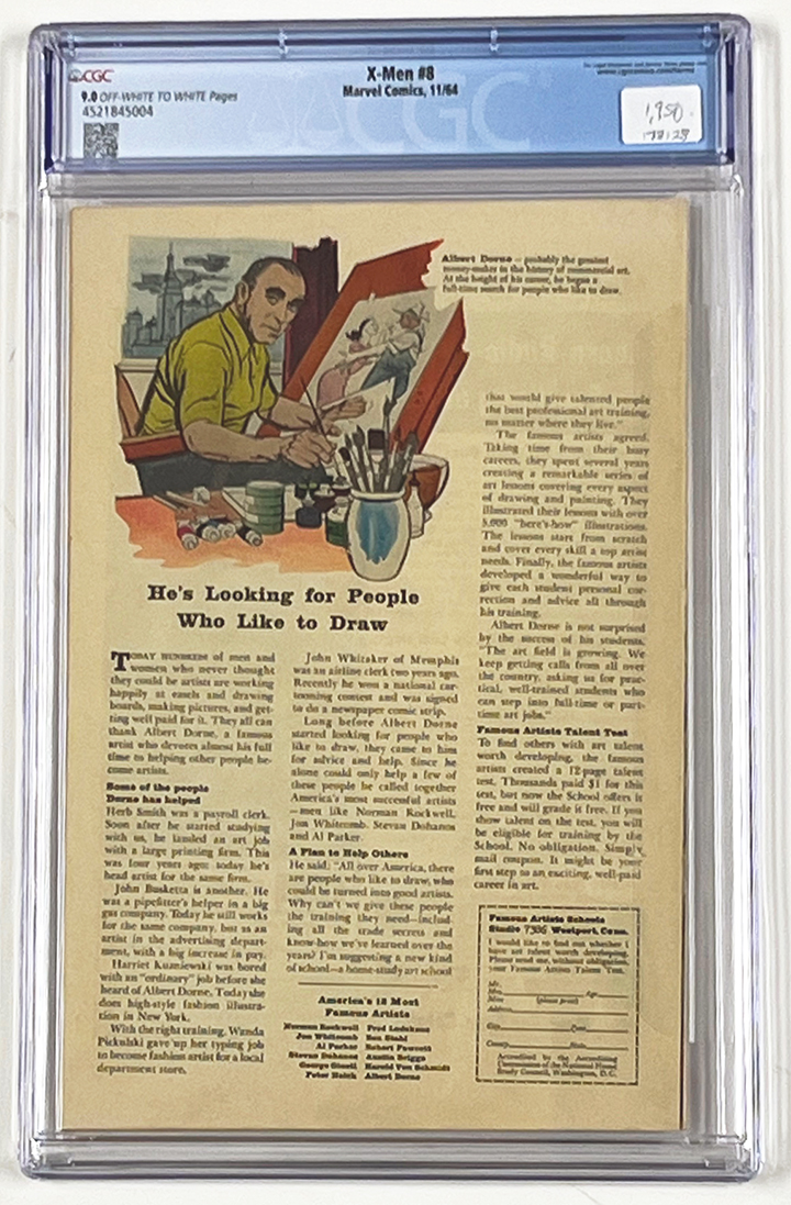 X-Men #8 CGC 9.0 Back Cover