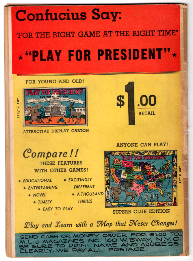 Zip Comics #10 VG Back Cover